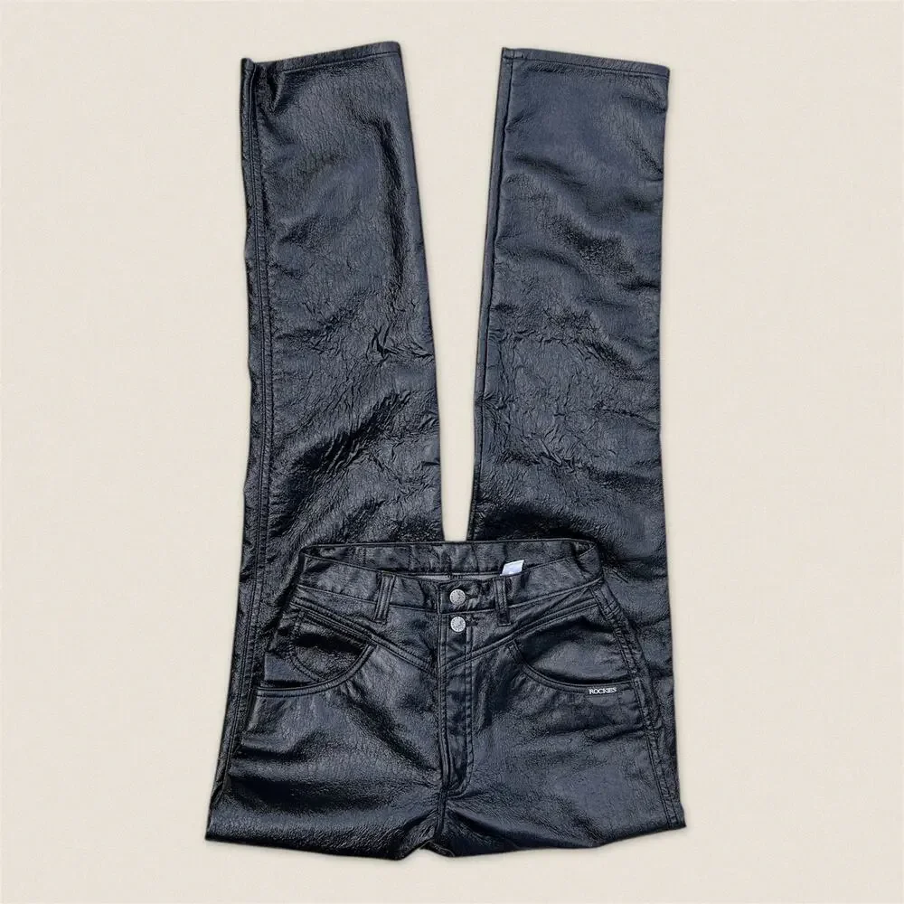 Vintage Rockies Rocky‎ Mountain Faux Black Leather Jeans 28/7 - Size 26 x 36